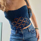 Crochet tube top with mesh pattern