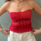 Crochet tube top with mesh pattern