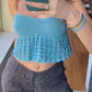 Crochet tube top with mesh pattern