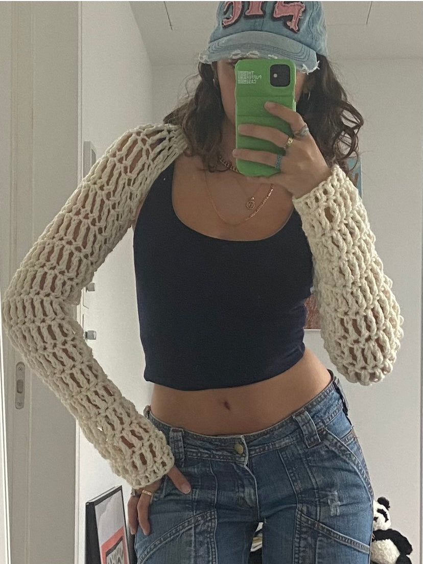 Crochet shrug with on sale sleeves