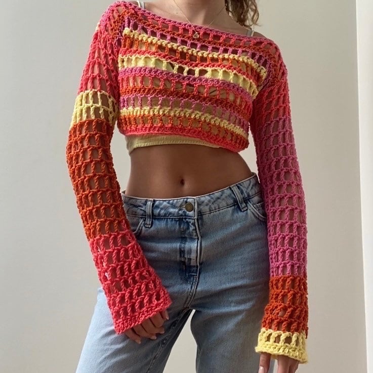 Crochet Mesh Jumper Shrug Pattern Digital Download